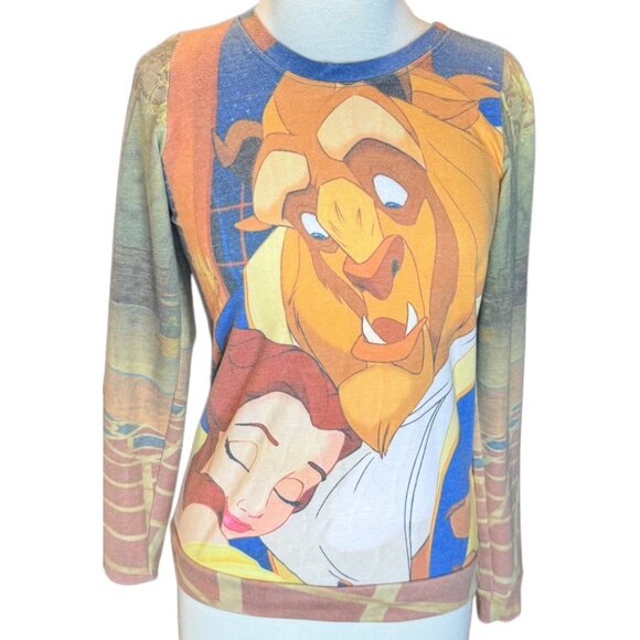 Disney Tops - Disney Beauty & Beast Womens Mediium Long Sleeve Trend Graphic Top Sweatshirt